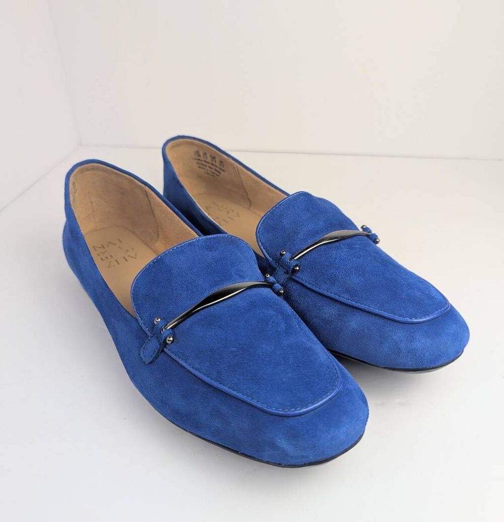 Naturalizer Emiline Cobalt blue suede metal bar horsebit loafers flats womens 7 - Picture 2 of 9